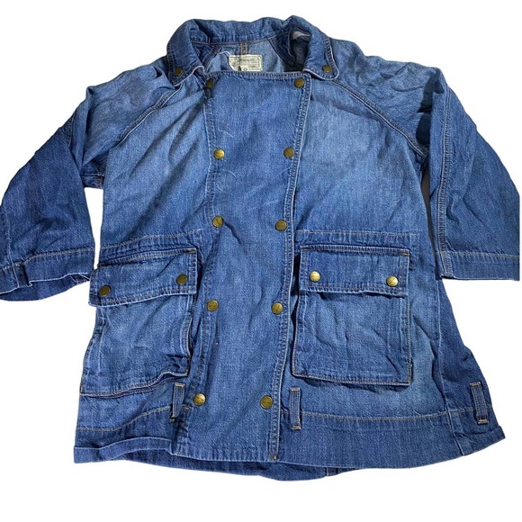 Current/Elliot Infantry Jacket Denim Women's L Military - Picture 1 of 9
